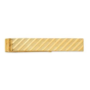 14K Yellow Gold Textured Tie Bar, 8 x 50mm
